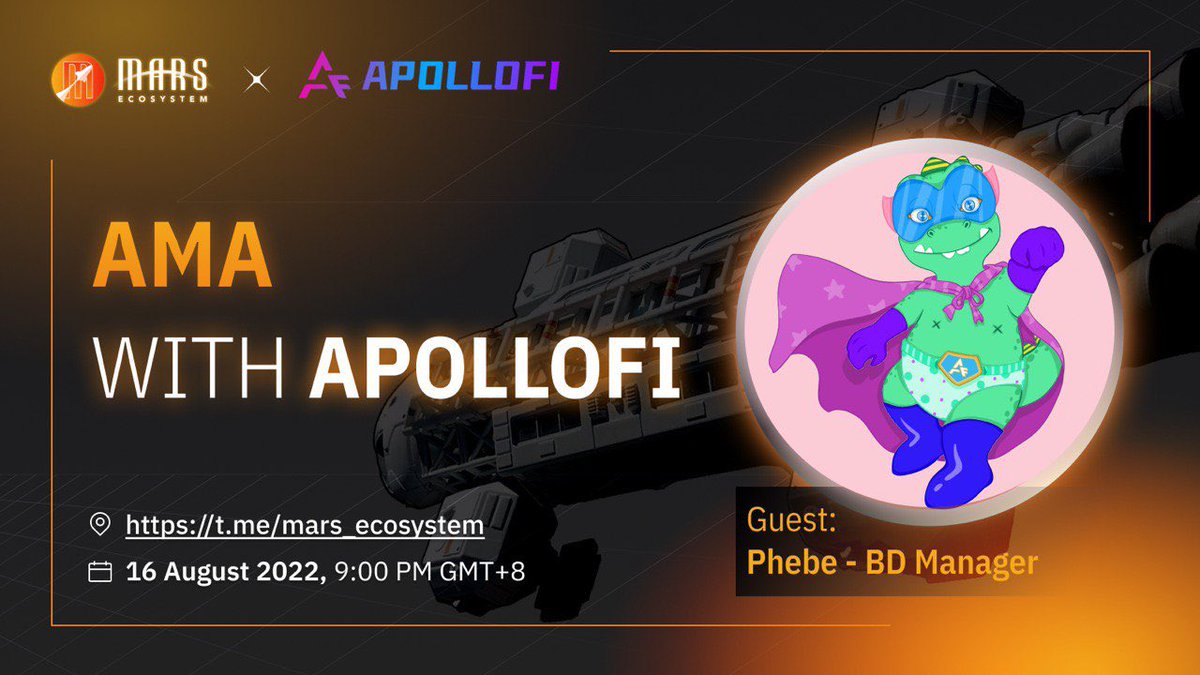 🎙#MarsAMA with <a href="/ApolloFi1/">ApolloFi丨SocialFi</a> 
- Come join us to learn more about ApolloFi and what they have been building!

📍Venue: t.me/mars_ecosystem
⏲Date: 9 PM August 16th GMT+8
💰Rewards: $200 $APO

To join:
🔸Like &amp; RT
🔸Follow <a href="/MarsEcosystem/">Mars Ecosystem</a> &amp; <a href="/ApolloFi1/">ApolloFi丨SocialFi</a> 
🔸Join Mars TG in time!