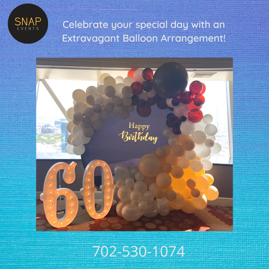 SnapEventsLV's tweet photo. Whether it is a birthday celebration or an anniversary party, a giant balloon arrangement complete with marquee letters / numbers creates a memorable experience that will last for years!!   #LasVegas #Memories #Ageisjustanumber https://t.co/ZQ5o9Qc7b2