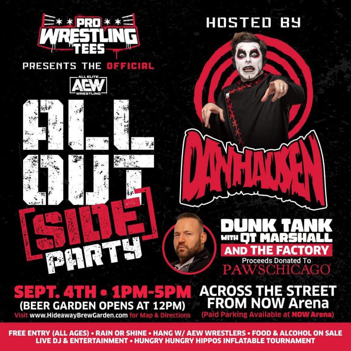 DJNurotic's tweet photo. I’m DJing the @AEW #AllOut pre party, #AllOutSide, again this year! The line up is stacked! It’s so cool being on a line up with @PlatinumMax @davidlagreca1 @DanhausenAD @QTMarshall @RJCity1 and more! Definitely add this on your to do list! https://t.co/Zr68A0Y1zk