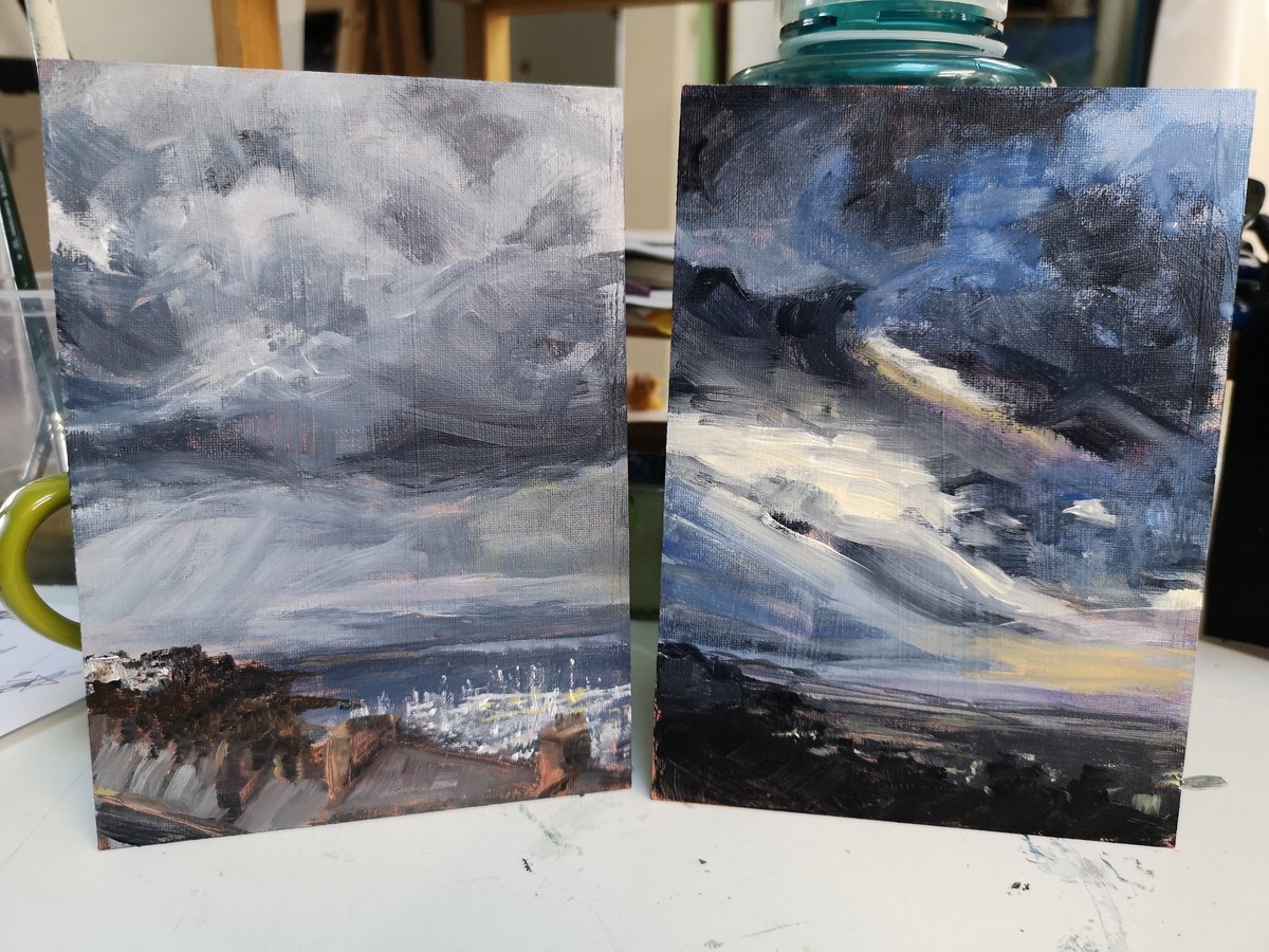 JenRobinsonArt's tweet photo. Another 2 versions of #ViewFromTheStudio completed today. Miniatures this time, 13x8cm acrylic on wood panel.
£85 ea.
Which is your favourite, night or day? https://t.co/KhUlvwsNcQ