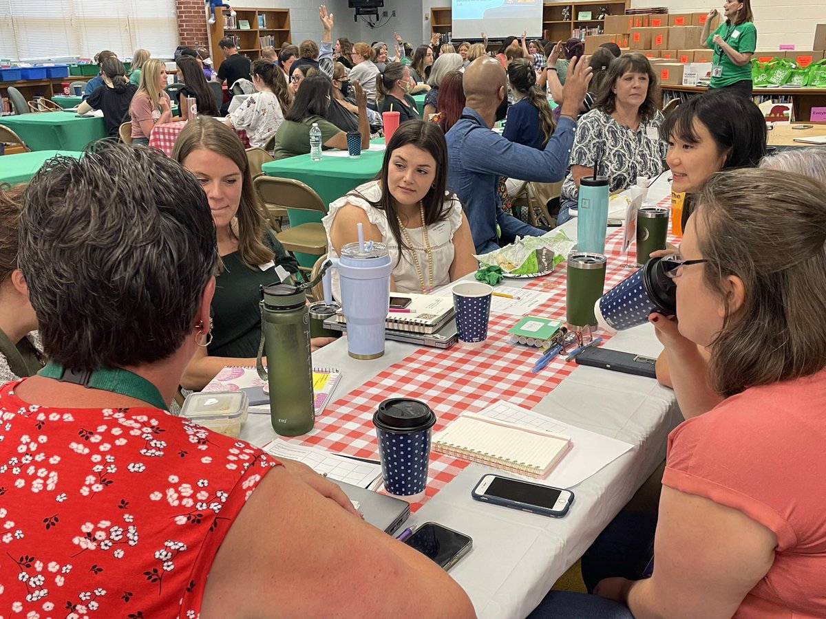 PineSpringFCPS's tweet photo. What an amazing kickoff to the 2022-23 school year! There were smiles all around the room as staff reconnected and engaged in professional learning led by our @PineSpringFCPS teachers and coaches! #PSLovesU @FCPSR2 https://t.co/Ix4GMyqNJ8