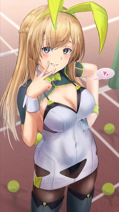 元気なバニーさんが遊びたそうだ…→テニスで遊ぶ バニーさんのしっぽを追いかける ぴょんぴょんする 