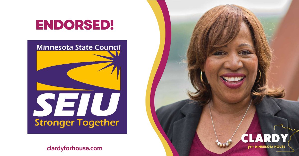 MaryClardy7's tweet photo. Thank you SEIU for your endorsement! I am committed to working to improve the lives of working families in District 53A and believe Minnesota is stronger and better equipped with Unions like @SEIU representing our working families. #mnleg
#electmnhousedfl https://t.co/k1YwMETARi