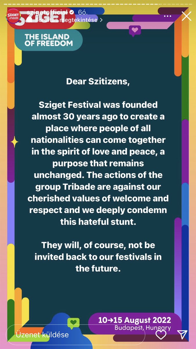 KulifaiMt's tweet photo. Sziget Festival condemned the hateful action of Spanish rap group Tribade. They decided not to invite them anymore. #tribade #SZIGET2022 #israel https://t.co/hiC77WHm1I