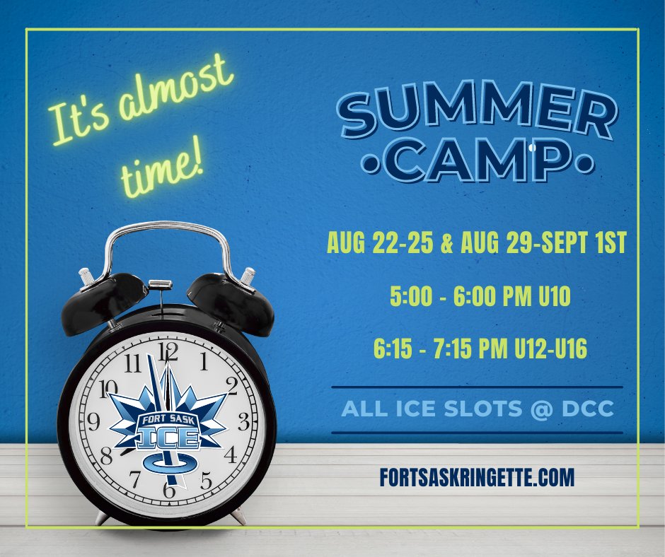 We are one week away from the start of our U10/ U12-U16 Summer Camps! Don't forget to check over your gear and get those skates sharpened!