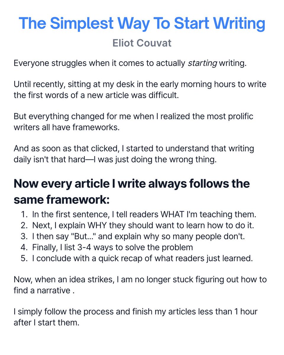 I've published 40+ articles and cumulated 100K+ content views, all in a little over ~6 months.

All thanks to a framework that helps me overcome the "blank page" problem every writer faces👇
