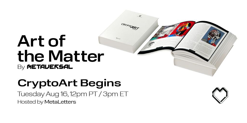 HelloMetaversal's tweet photo. The origins of the NFT space are fascinating, and projects giving visibility to its genesis need to be  observed! 👀

We are thrilled to host @eleonorabrizi and @TheNFTMag tomorrow at 3pm ET at @metalettersDAO with @cryptoartsy  and @craigwilson 

👉 https://t.co/QhMrf0wt2w https://t.co/bl5PnIknIv