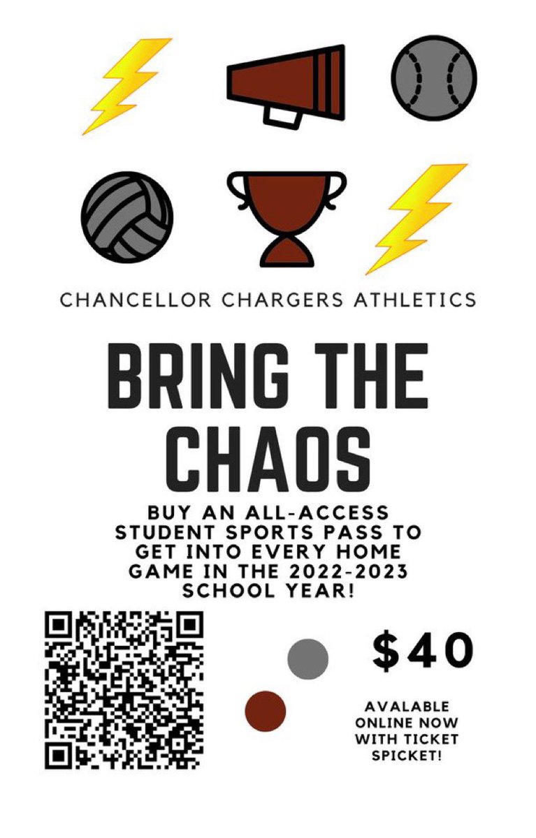Do you have school spirit? Make sure to buy your sports pass so that you can attend every home game! Lets go Chargers!🐾⚡️