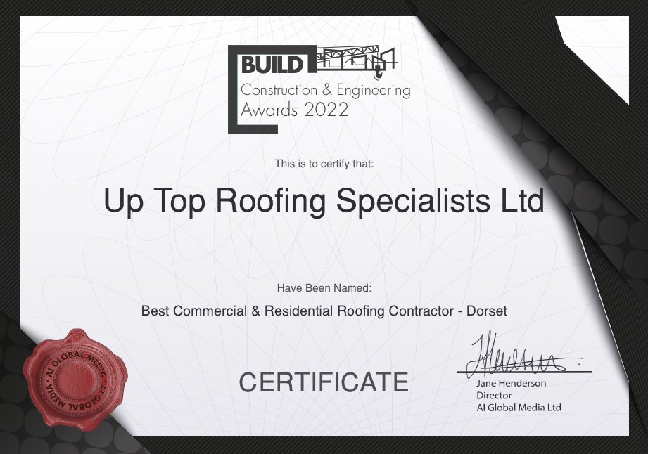 uptoproofinguk's tweet photo. We are honoured to have been awarded the best commerical and residential roofing contractor in Dorset in the BUILD construction and engineering awards 2022.

Massive well done to the team and a huge thank you to our clients. 👏🏆 https://t.co/CbQuLix7xa