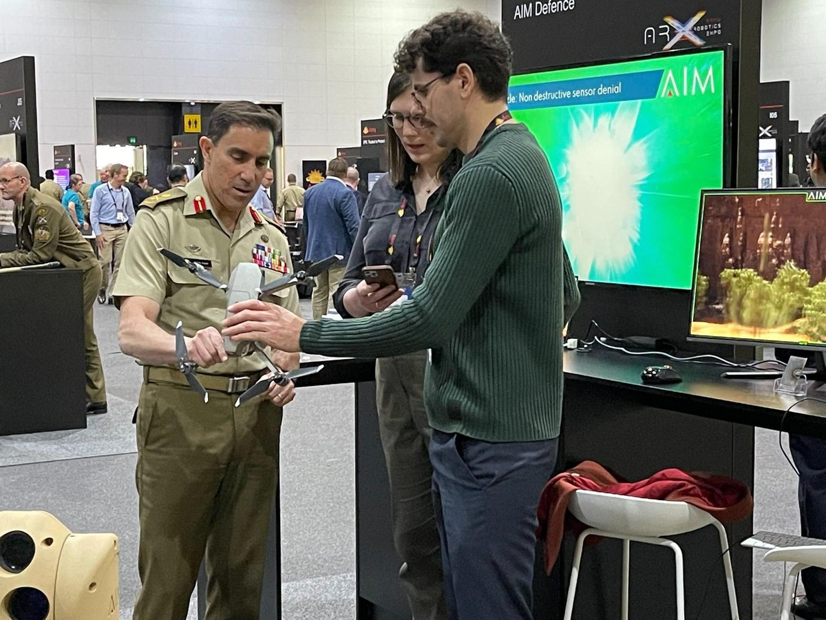 Our co-founders <a href="/JessicaCGlenn/">Jessica Glenn</a> and <a href="/Jae_Aus/">Dr. Jae Daniel</a> were honoured by the request to brief <a href="/ChiefAusArmy/">LTGEN Simon Stuart</a> on AIM's key technologies including our new Dazlr Counter-ISR prototype and some of the Directed Energy work we've been doing alongside our partners at <a href="/DefenceScience/">Defence Science and Technology Group - Australia</a> and <a href="/AusAirForce/">Royal Australian Air Force</a>