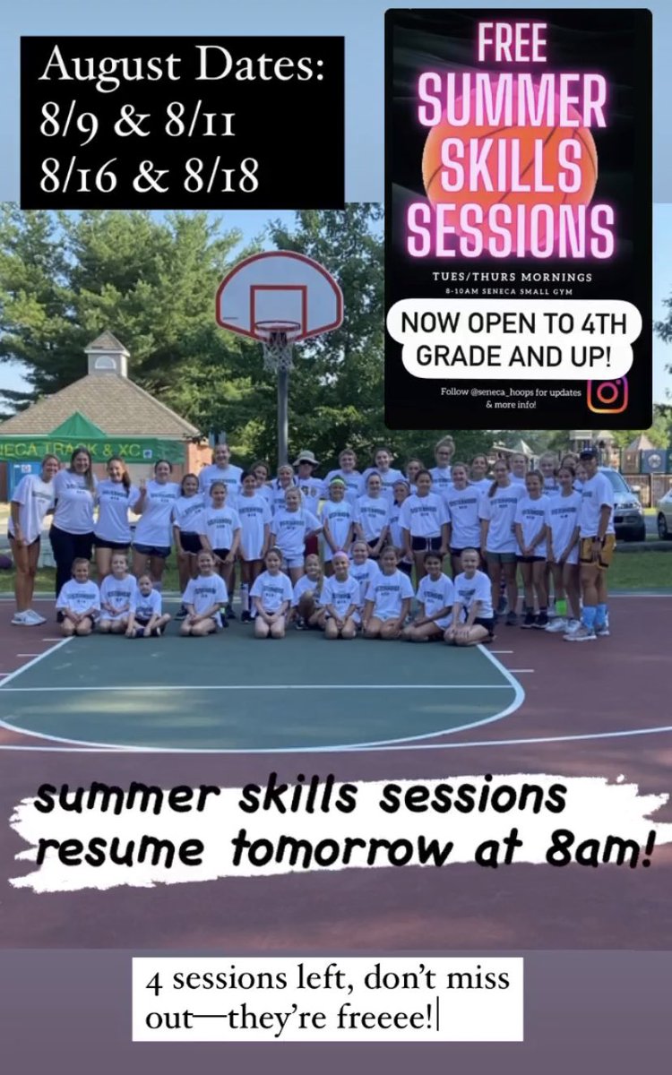 Coach_Creel's tweet photo. Last week of FREE Summer Skills Sessions for 4th - 8th graders! Take advantage of the opportunity! 8-10am at Seneca HS! #growthegame #sisterhood #sengbb https://t.co/kIciurszq2