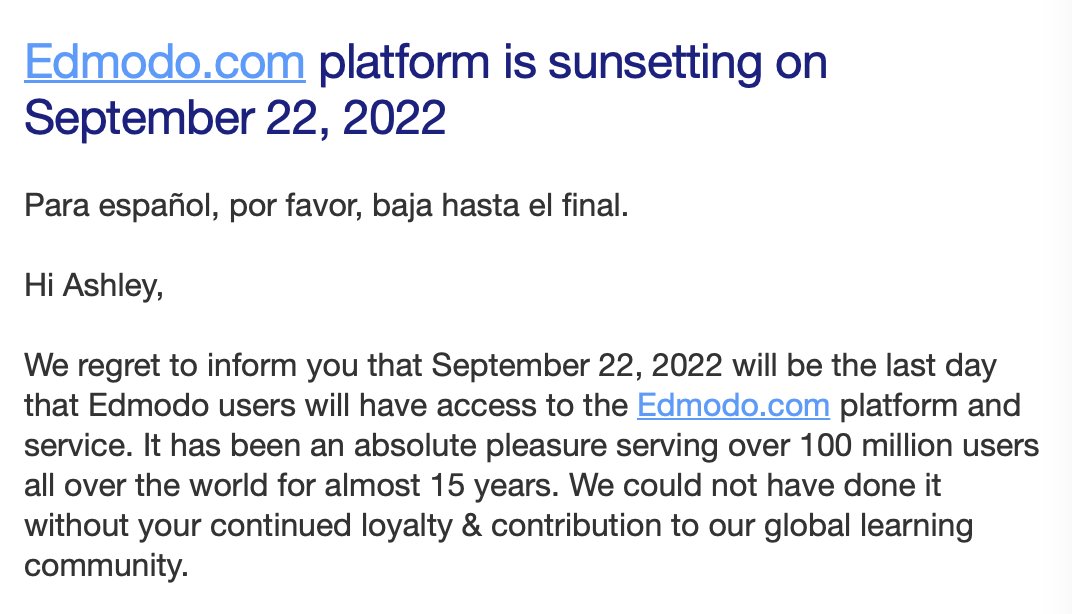 #Edmodo to shut down 15 Sep 2020 https://t.co/vH2UALGfkf #edsg https://t.co/wwZKTPDLWJ