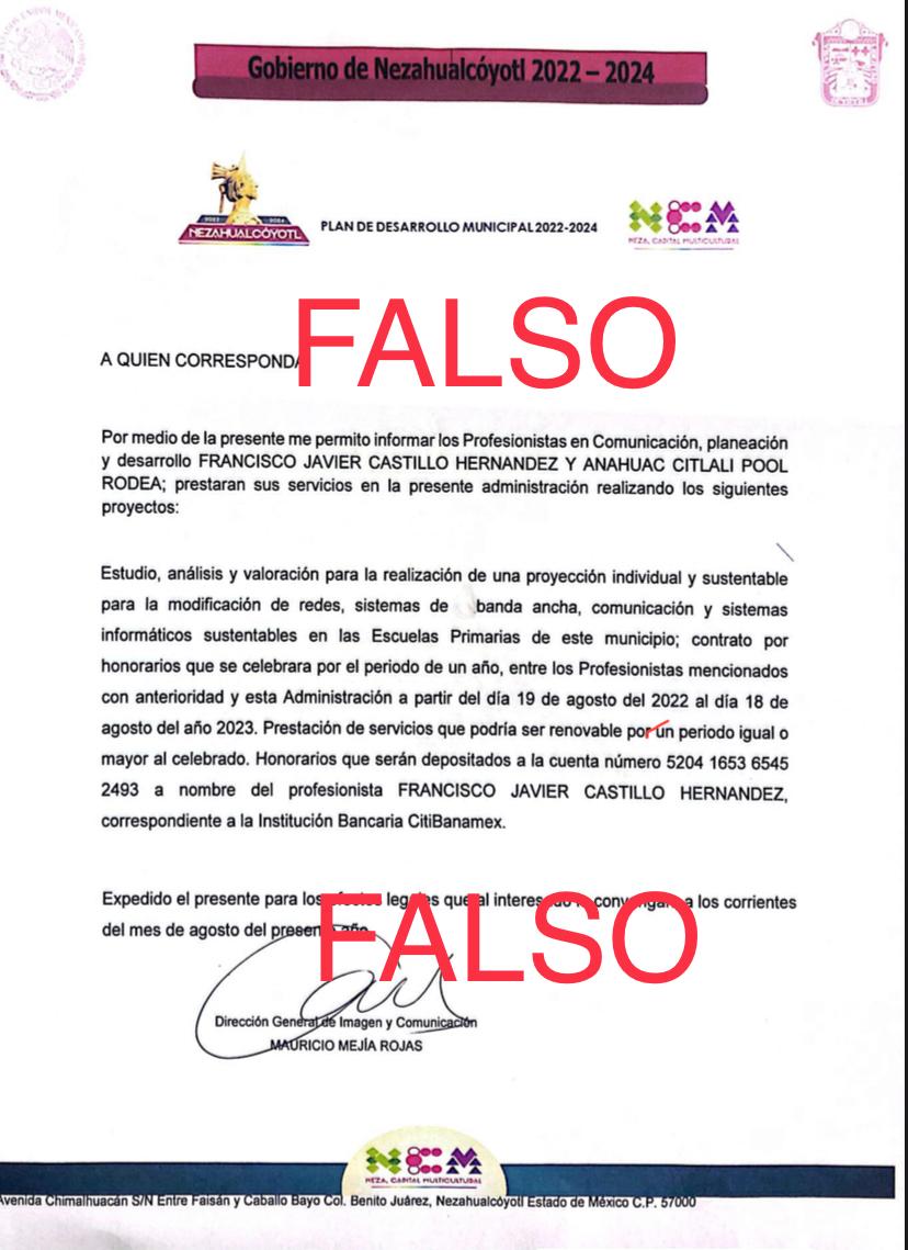 Deseamos  informar a la comunidad escolar y a la ciudadanía en general, que no se dejen sorprender por gente que busca de manera maliciosa, engañar y extorsionar, mostrando escritos FALSOS, los cuales no fueron emitidos por ninguna Dirección perteneciente al Gob. Municipal. (1/2)
