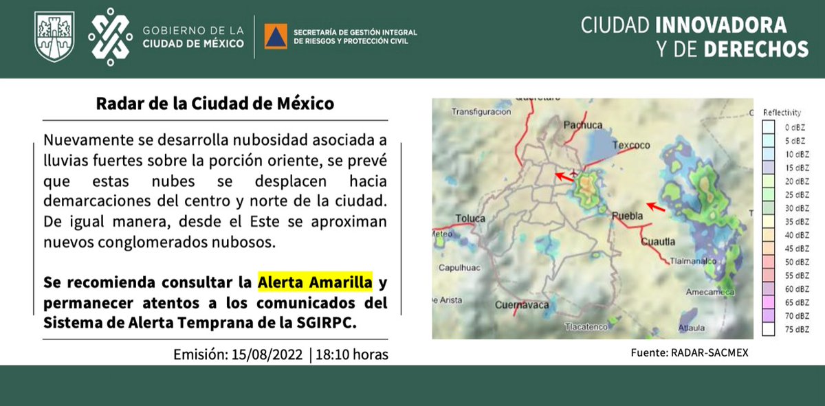 SGIRPC_CDMX's tweet photo. Mantente informado a través del Sistema de Alerta Temprana y toma tus precauciones. #LaPrevenciónEsNuestraFuerza https://t.co/GzlVT5co9r