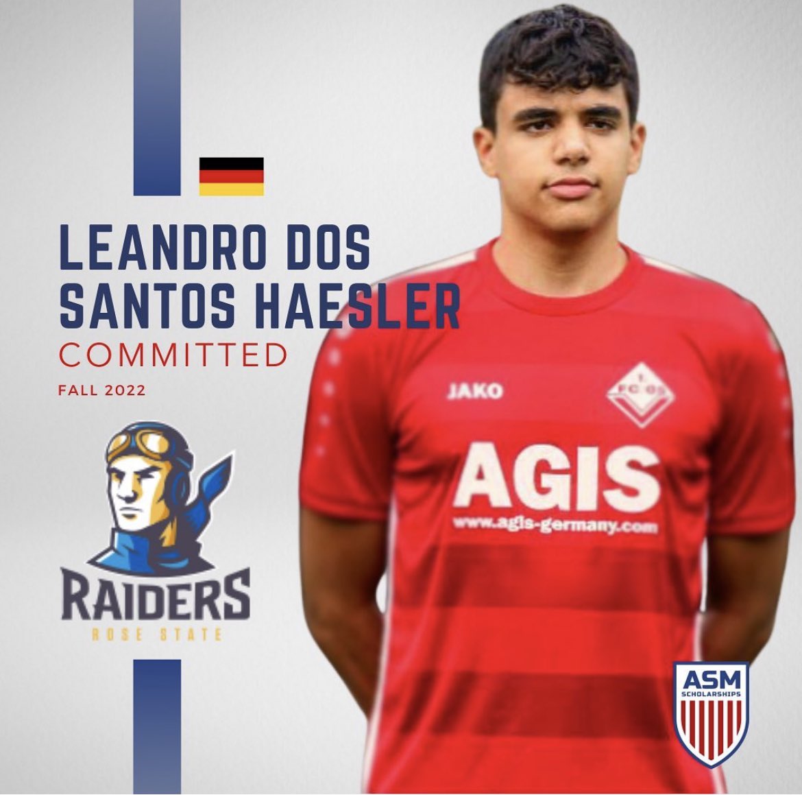 ASMSoccerTeam's tweet photo. Congratulations to to soccer athlete Leandro dos Santos Haesler from 🇩🇪 on his commitment to Rose State College in Oklahoma!
 Best of luck @Leandro.dsh
 https://t.co/KeBP89n0OZ https://t.co/MEXmLYhciu