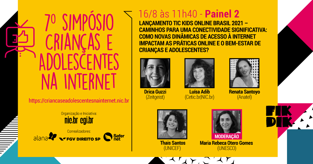 UNESCOBrasil's tweet photo. .@ComuNICbr Bem-estar e segurança online dos mais jovens entram em pauta no Simpósio do #NICbr e #CGIbr, que acontece amanhã, 16/8, com transmissão pelo canal NICbrvideos no YouTube.
https://t.co/Rcy0Y30lAp #InternetSegura #InternetcomResponsa
@fgvcepi
@safernet
@InstitutoAlana https://t.co/gzzfpmGtQK