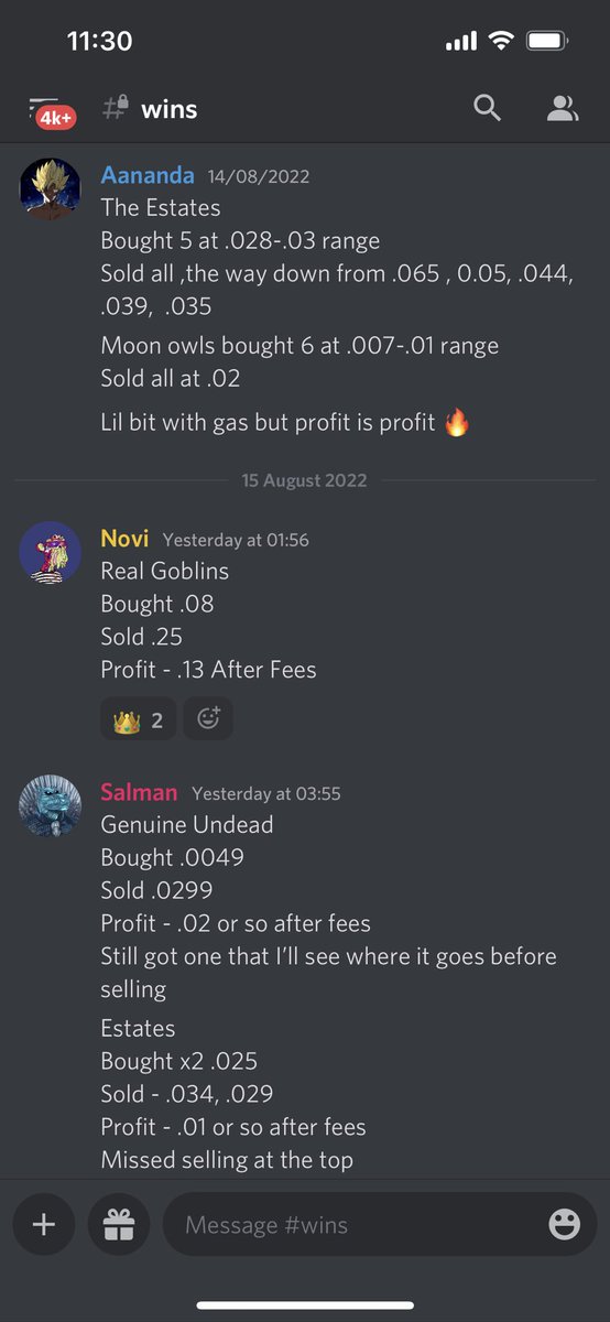 🧵[ @NFTLordsAlpha ] 

MoonOwls- 0.01 - 0.05
Genuine Undead - 0.006 - 0.03 
Wizefellas  - Free - 0.02
Real Goblins - 0.05 - 0.3

👑 👑