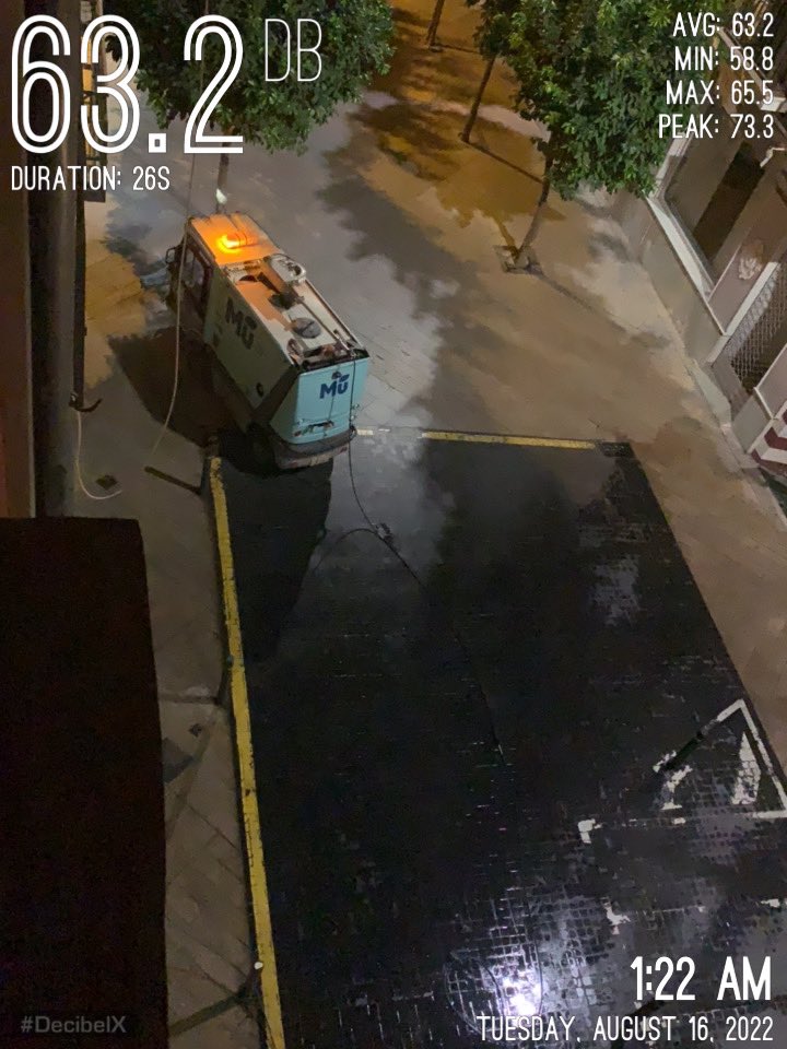 joshegea's tweet photo. La OMS considera ruido ambiente moderado 55dB. ¿Por qué el equipamiento de limpieza urbana nocturna genera 10dB más @AytoMurcia ? ¿No creen que el descanso de los vecinos debe de ser respetado? https://t.co/KhcaAK7fwA