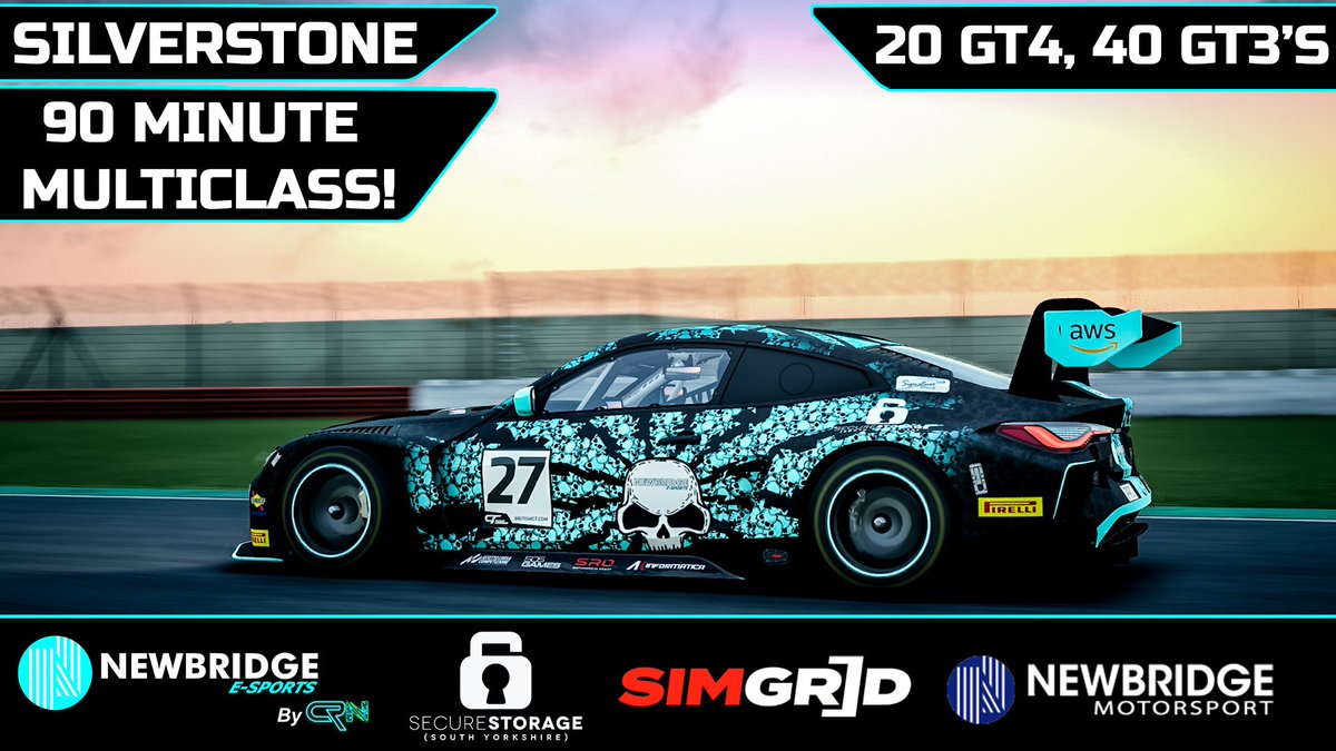 NewbridgeES's tweet photo. Join us on August 26th!
We are off to 🇬🇧Silverstone🇬🇧 for 90 minutes of multiclass racing!
Half of the grid spots are still available, so we hope to see you there!
https://t.co/QYNEAQmc6C
#beACC #AssettoCorsaCompetizione #Silverstone #TheSimGrid https://t.co/n8nDfkkSqL
