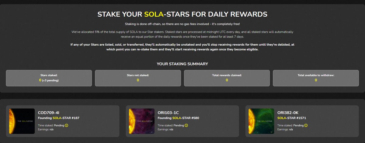 TJBLFG's tweet photo. I just staked some SOLA-STARS from @the_solaverse 

With just 31/2000 available on OS supply shock inbound 👀

OS - https://t.co/mAcDzHnpLz 

#NFT #Crypto #staking #community #SOLASTAR https://t.co/W0KD9WzcQk