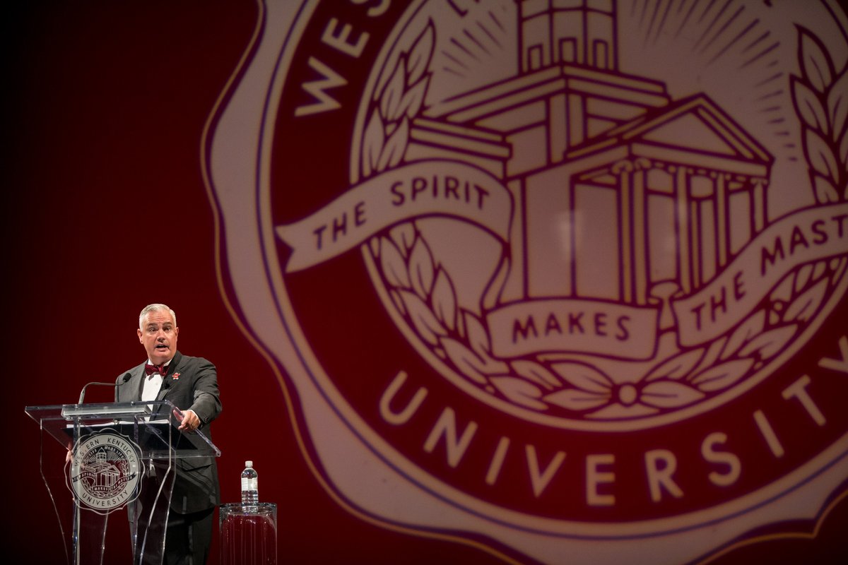 wku's tweet photo. ICYMI: WKU President Timothy C. Caboni delivered his annual Faculty and Staff Convocation address on Monday, August 15 in Van Meter Auditorium.
Read more at WKU News: https://t.co/JMQDmmwPRz
#WKU #TogetherWeClimb #WKUConvocation #HigherEducation https://t.co/xwUMO0dAFO