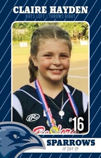 VASparrowsFP's tweet photo. Meet #16 Claire Hayden🔥 Claire is a strong,  consistent pitcher who locates multiple pitches. Claire hits left handed and is always making great contact and hitting balls hard. She’s a great kid with a great attitude and has a big future ahead of her! https://t.co/P3S55DQnwG