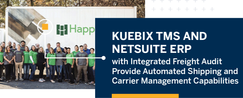 Kuebix TMS Integration with NetSuite and freight invoice management provided automation and #transportation management capabilities that produced six-figure savings and productivity improvements for Happy Feet International! ow.ly/yFKo50JTcwI #Kuebix #TMS #NeTsuite