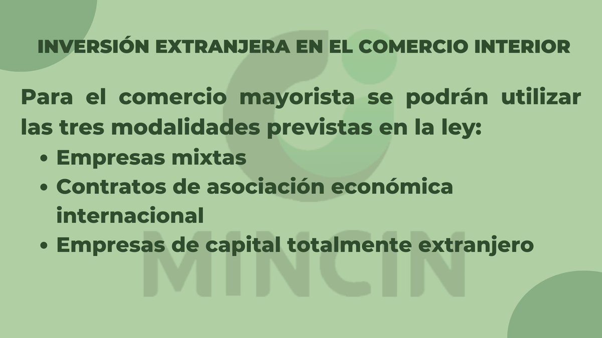 MincinCuba's tweet photo. Para comercio mayorista podrían haber las tres formas de inversión: las asociaciones económicas internacionales, las empresas de capital ciento por ciento extranjero y las empresas mixtas. En el caso del comercio minorista es exclusivamente para las empresas mixtas. https://t.co/c1y04Ny0x2