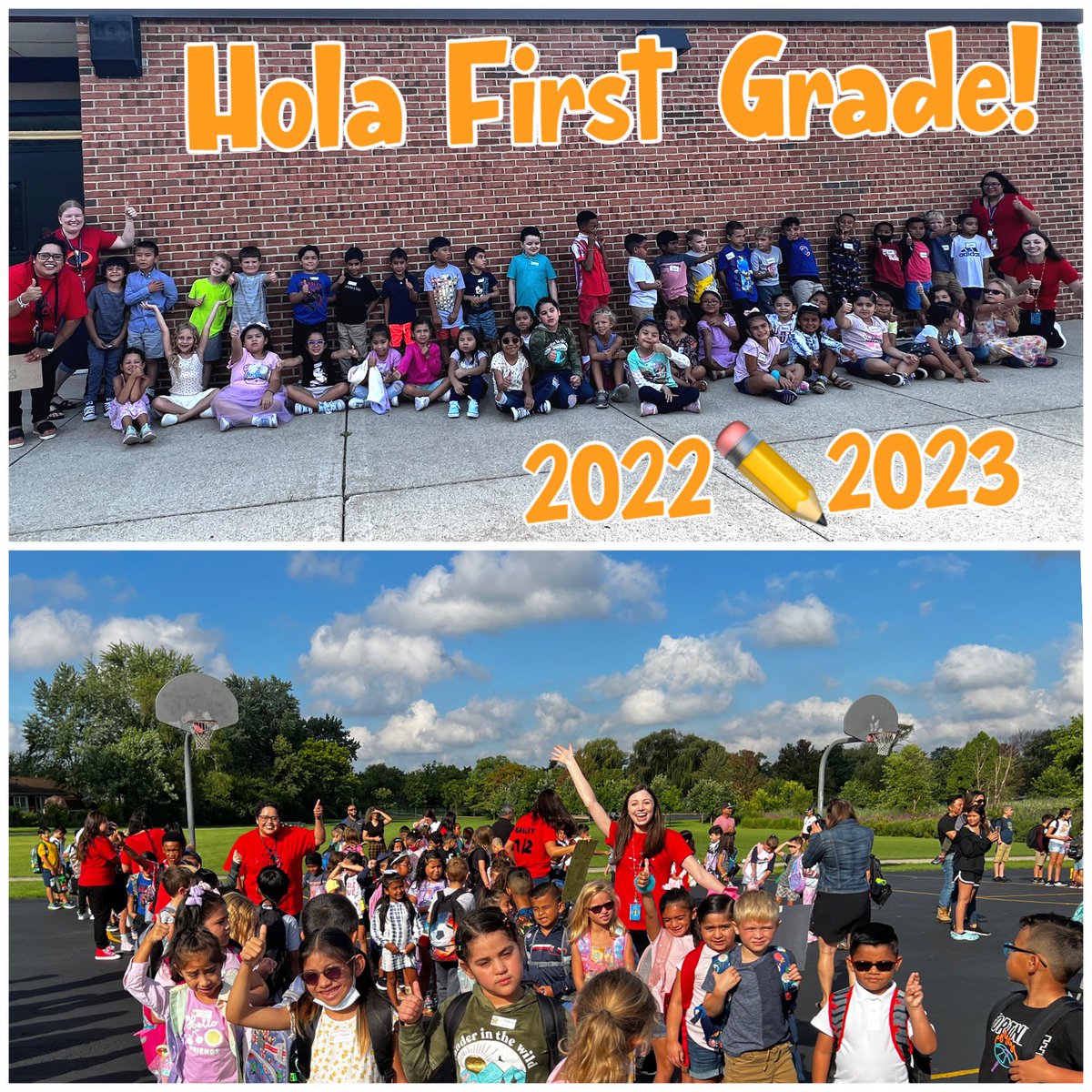 🎉 Happy First Day of FIRST GRADE! ✏️ Hola amigos! #SiSePuede #YesWeCan #FuerzaMac #MacStrong #WeAre54