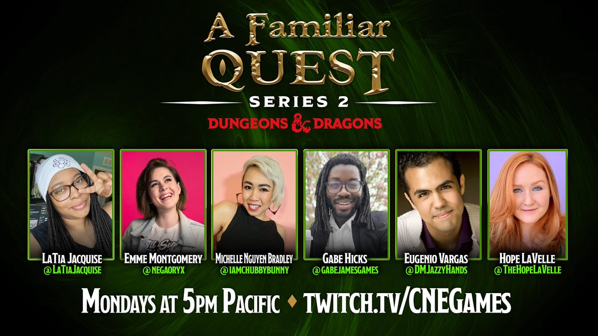 idlechampions's tweet photo. Going Live right now with A Familiar Quest Series 2!
Join the chat right now on https://t.co/MdzGPxclwD
@LaTiaJacquise @negaoryx @iamchubbybunny @GabeJamesGames @DMJazzyHands @TheHopeLaVelle
#dnd #actualplay #AFQ2 https://t.co/KfIWcfska6