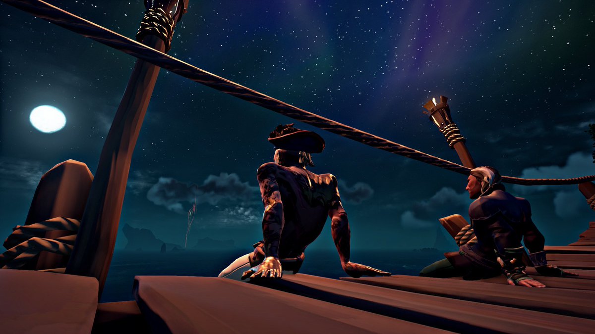 There are nights when the wolves are silent and only moon howls. 🐺#SeaOfThieves #VirtualPhotography