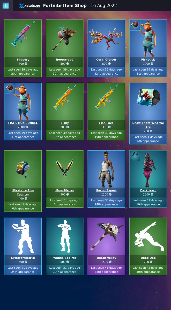 xstatsgg's tweet photo. #Fortnite Item Shop | 16 Aug 2022

https://t.co/deIff66OC2 https://t.co/DgV86TNuxn
