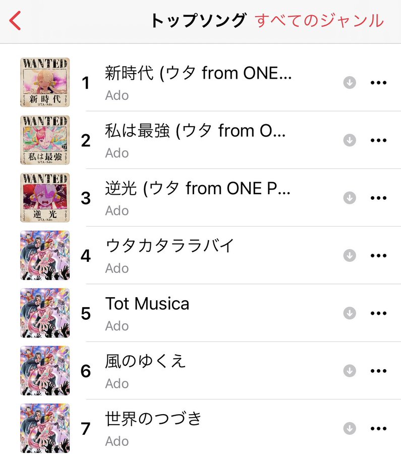 Adoがapple Musicのランキング1位 7位を独占中 Iphone Mania