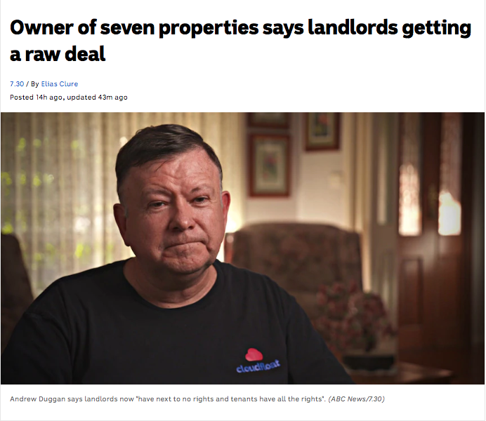"Man Who Owns Seven Other People's Homes Whinges About Their Rights"

We need to get organised and give landlords an even rawer deal.

If you're a renter in South East Queensland, unionise with us: sequr.homes/join/