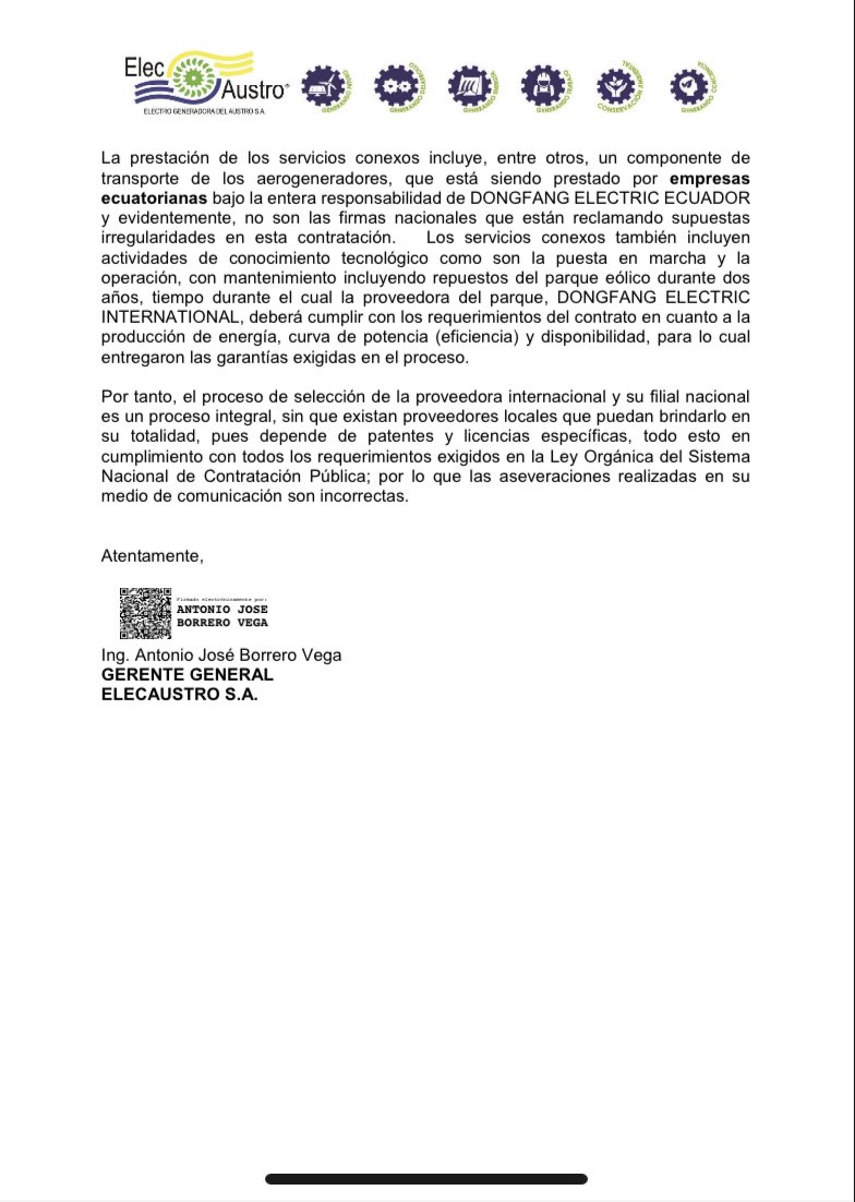 elecaustro's tweet photo. Elecaustro comparte el siguiente comunicado oficial respecto a lo expresado por @LaPosta_Ecu en días pasados sobre el Proyecto Eólico Huascachaca, mismo que avanza con normalidad.

Link: https://t.co/jScZpnEGeI

#ELECAUSTRO
#EnergíaParaLaVida https://t.co/7rNkQ1SF9B