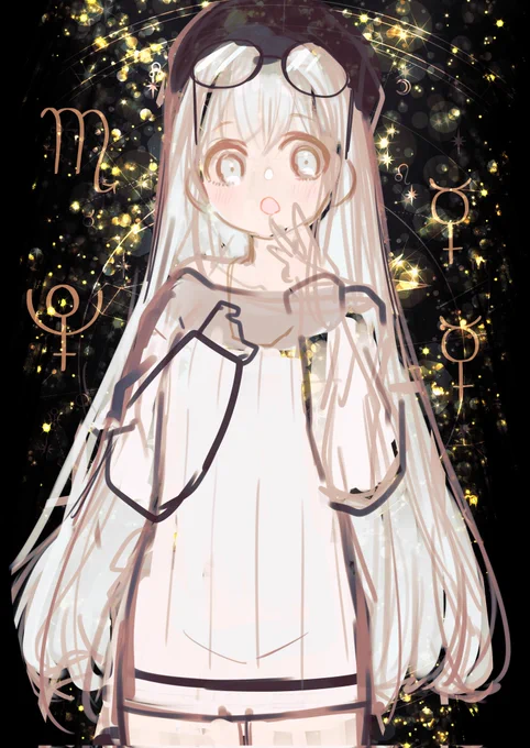 イラストラフポーズ定まってないけどなんか背景の暗い絵を描きたかった#イラスト #イラストラフ #ラフ 