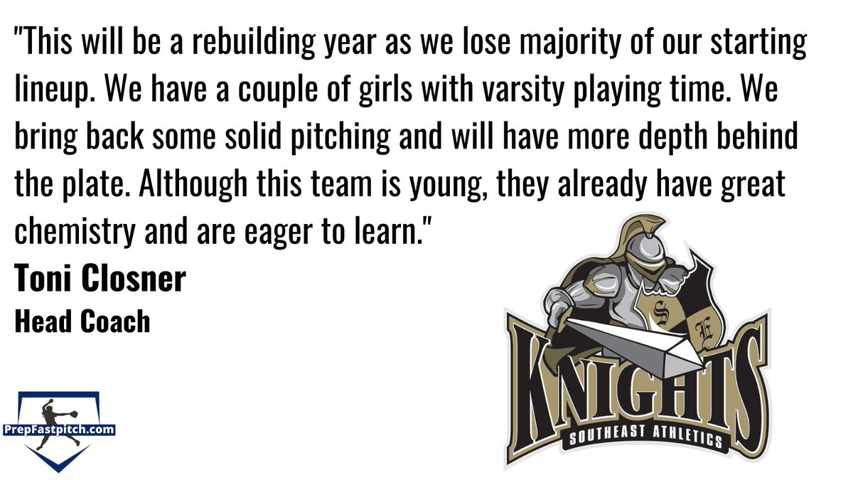 TEAM PREVIEW
🏫 Lincoln Southeast Knights

2022 Team Preview for @lseknightssbv led by Toni Closner

Full Details 👀👇
🔗 prepfastpitch.com/team-preview-l…

#nebsoftball #prepfastpitch