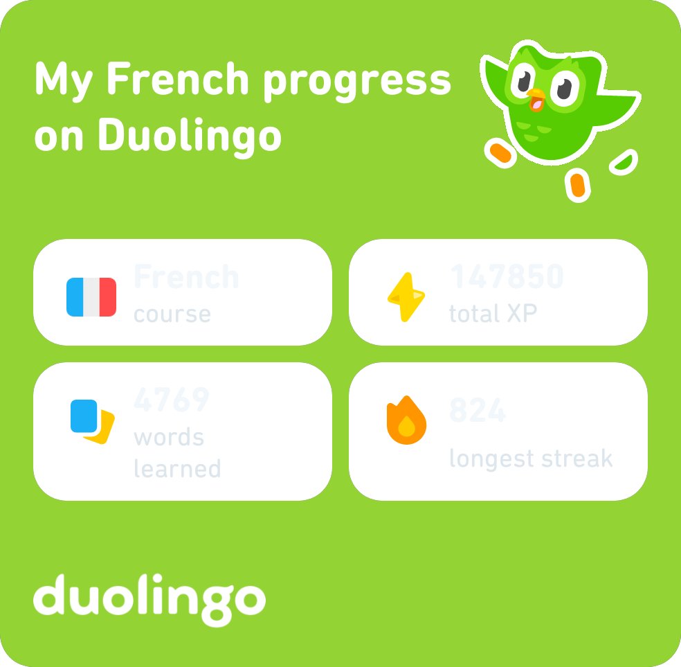 nibrasal's tweet photo. I *literally* can’t stop learning French on Duolingo. Want to join the fun? It’s free! https://t.co/K4SnKgy8ad https://t.co/SZNqgX5ooH