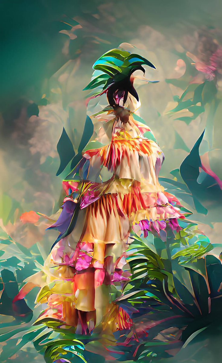 ElectricDream3's tweet photo. @clairesilver I use AI to create fantasy fashion designs inspired by nature. Someday I hope to collaborate with a fashion designer and bring them to life! Hope you like them! #ClaireAIContest #DigitalFashion https://t.co/IRzZ6rhCPd