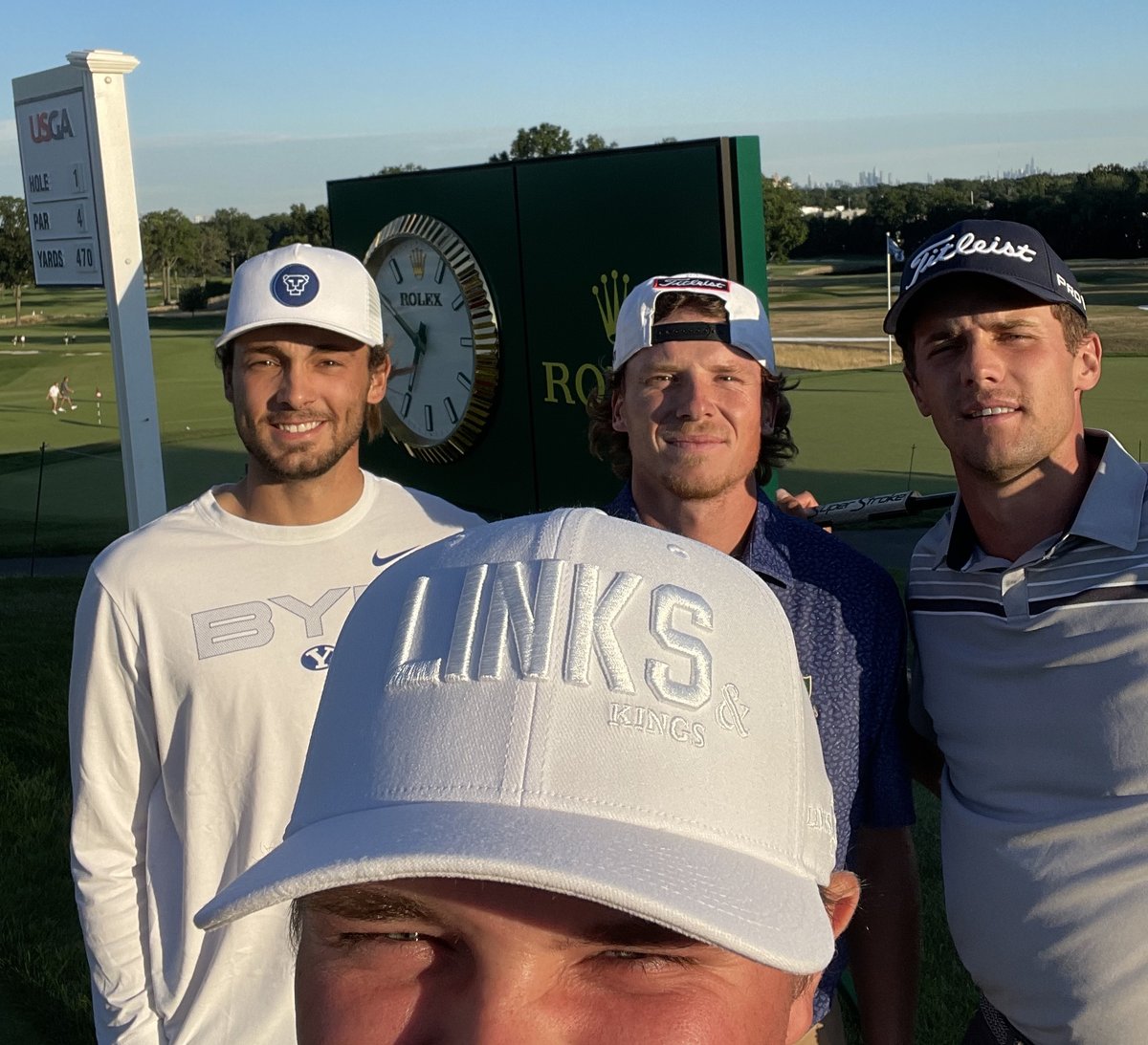 RandyatFairways's tweet image. Opening round of U.S. Amateur at The Ridgewood CC &amp;amp; Arcola Country Club, Paramus, N.J.
@BYUmgolf update:
David Timmins T19 (E) 71
Carson Lundell T52 (+2)
Brock Goyen T78 (+3)
Elijah Turner T190 (+7)

Preston Summerhays T52 (+2)
Leaderboard: tinyurl.com/55f9cr7u #USAmateur