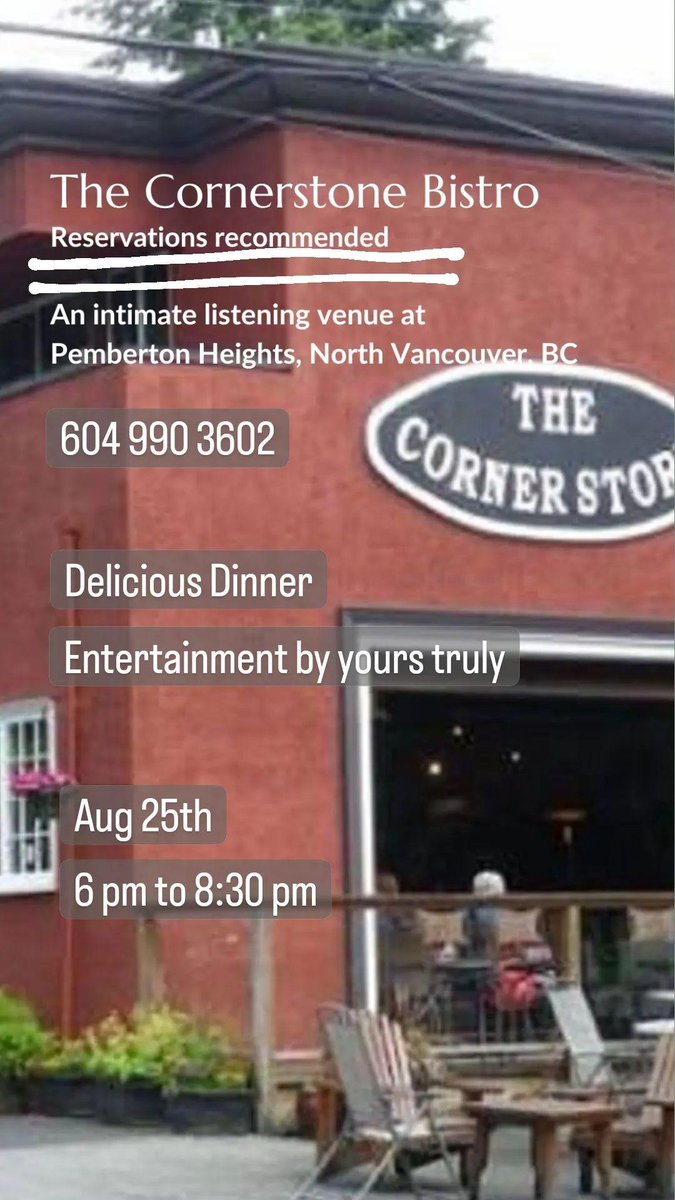 I've put together a lovely set of music for this intimate concert with <a href="/MichaelCreber/">Michael Creber</a> on piano and <a href="/MoniqueCreber/">Monique Creber🌻</a> on BGs. An end of summer feed your soul kind of evening. #NorthVancouver