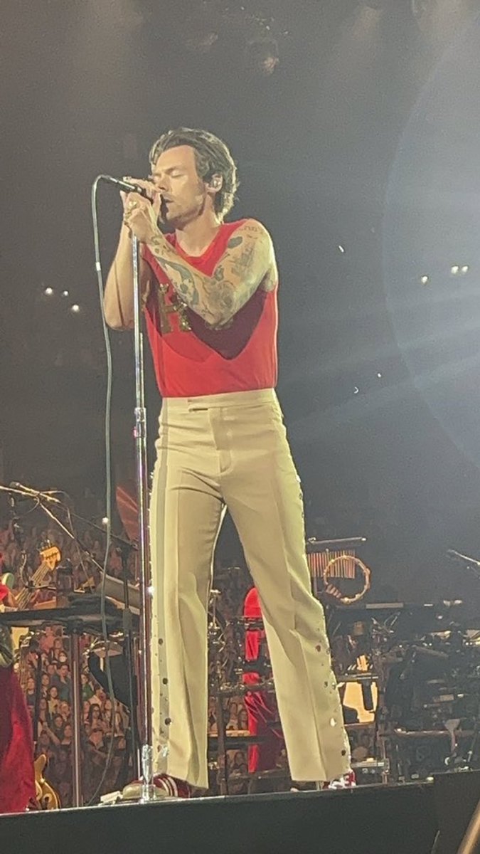 HarryNiallNews's tweet photo. Closer look at Harry tonight! 
His shirt has his initials on it ✨ 

#LoveOnTourToronto 

via @goldencharryy https://t.co/CTCP0luGrO