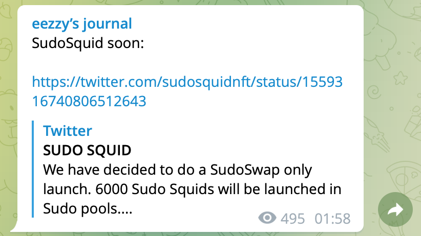 SudoSquidNFT's tweet photo. Thanks for the shoutout @NotEezzy 

Are you guys ready for the Sudo Squid launch on Sudoswap?

Sit back, relax and 🐙 https://t.co/qblgWCwEK5