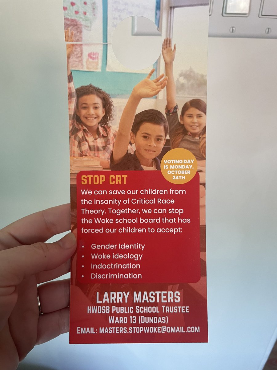 m1chelle's tweet photo. @CBCHamilton got this in my mailbox in ward 13. He’s calling himself the trustee already - there must be some sort of rule against a) misleading constituents and b) hate?? https://t.co/TbSNDzqiKD