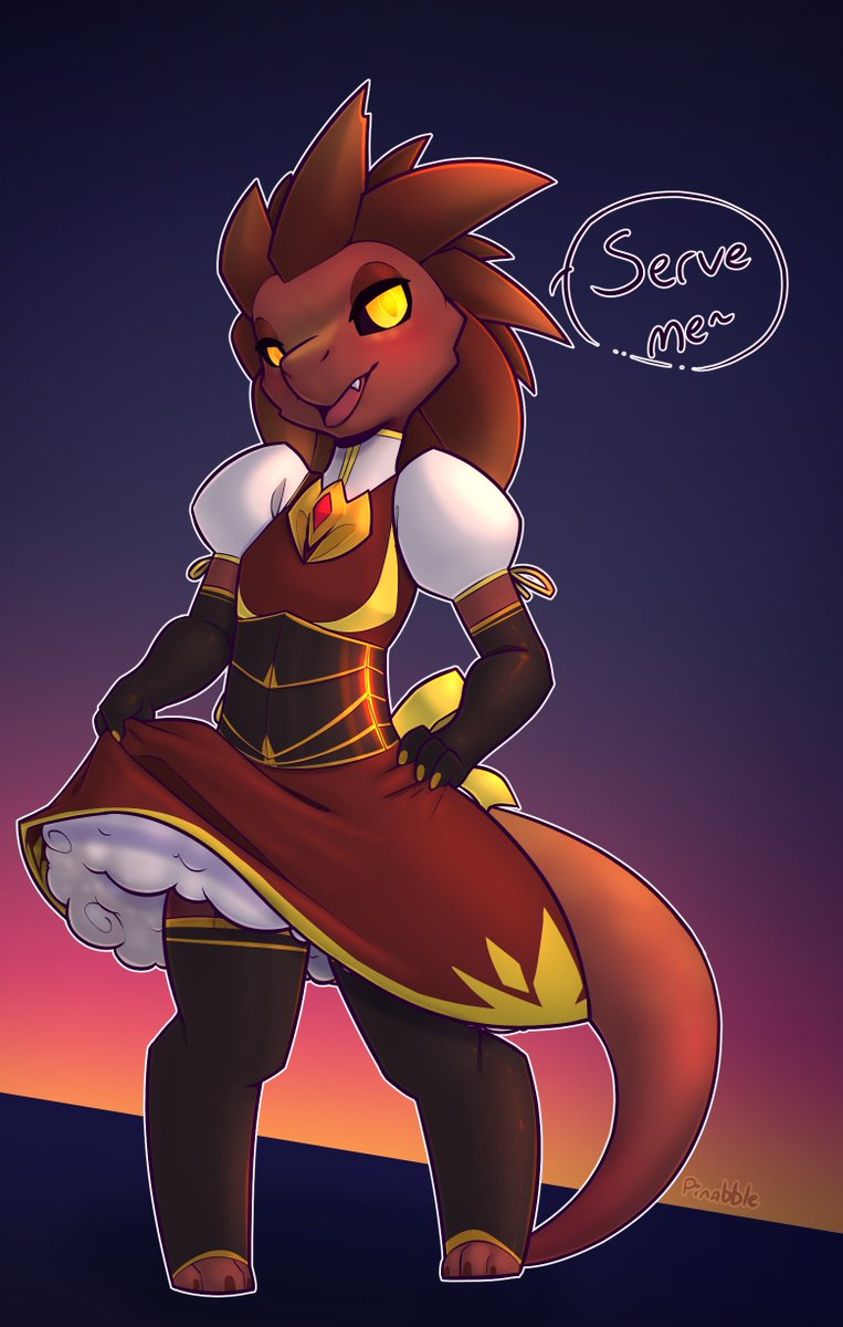 PinTheArterst's tweet photo. Another commission fixed up for karth-the-kobold(FA) , this time with Kavyr in a lovely dress~ https://t.co/NJYdIO7zJI