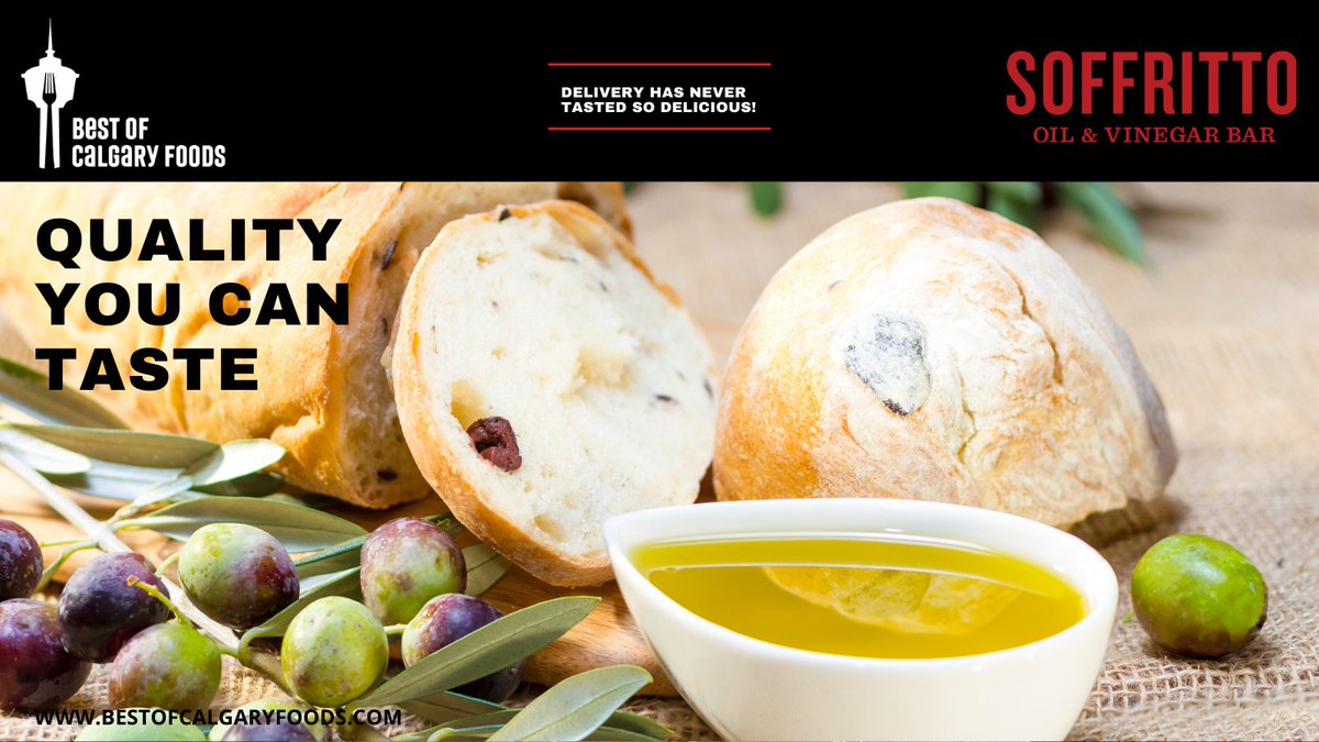 It's not JUST oil olive. Soffritto's premium olive oil blends carry unique flavours and aromas that will wow any crowd or level up any Italian recipe. Try some today and taste the difference.

Available for delivery through Best of Calgary Foods.

Shop at bestofcalgaryfoods.com