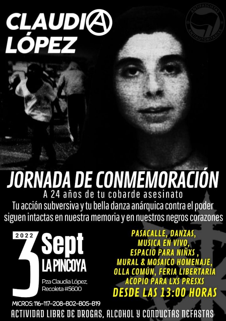 Santiago: jornada de conmemoración por Claudia López – 3 septiembre

 lapeste.org/2022/08/santia…