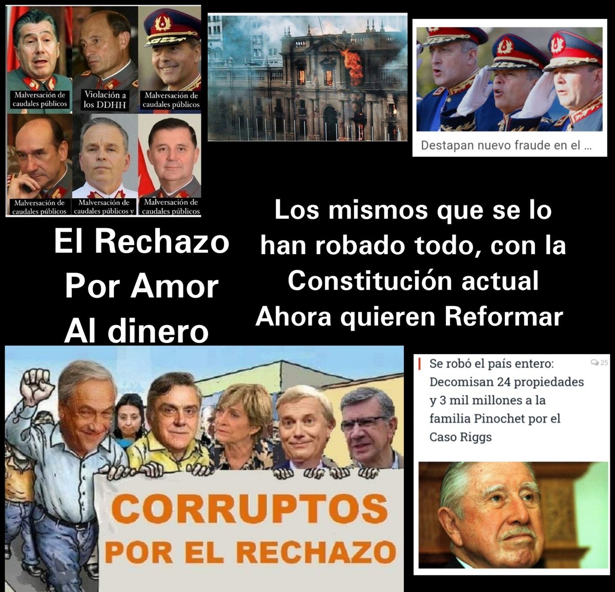 Dpm_Chile2020's tweet photo. #100Indecisos @meganoticiascl Los corruptos maquillan sus intenciones. Utilizan gente en la #FranjaElectoral pagada, llevan a la TV 📺 ex Concertacion para mentir y manipular. El #Rechazo es mas corrupción. La Constitución actual es corrupta #AprueboDeSalida https://t.co/RQ1cN8QuIB