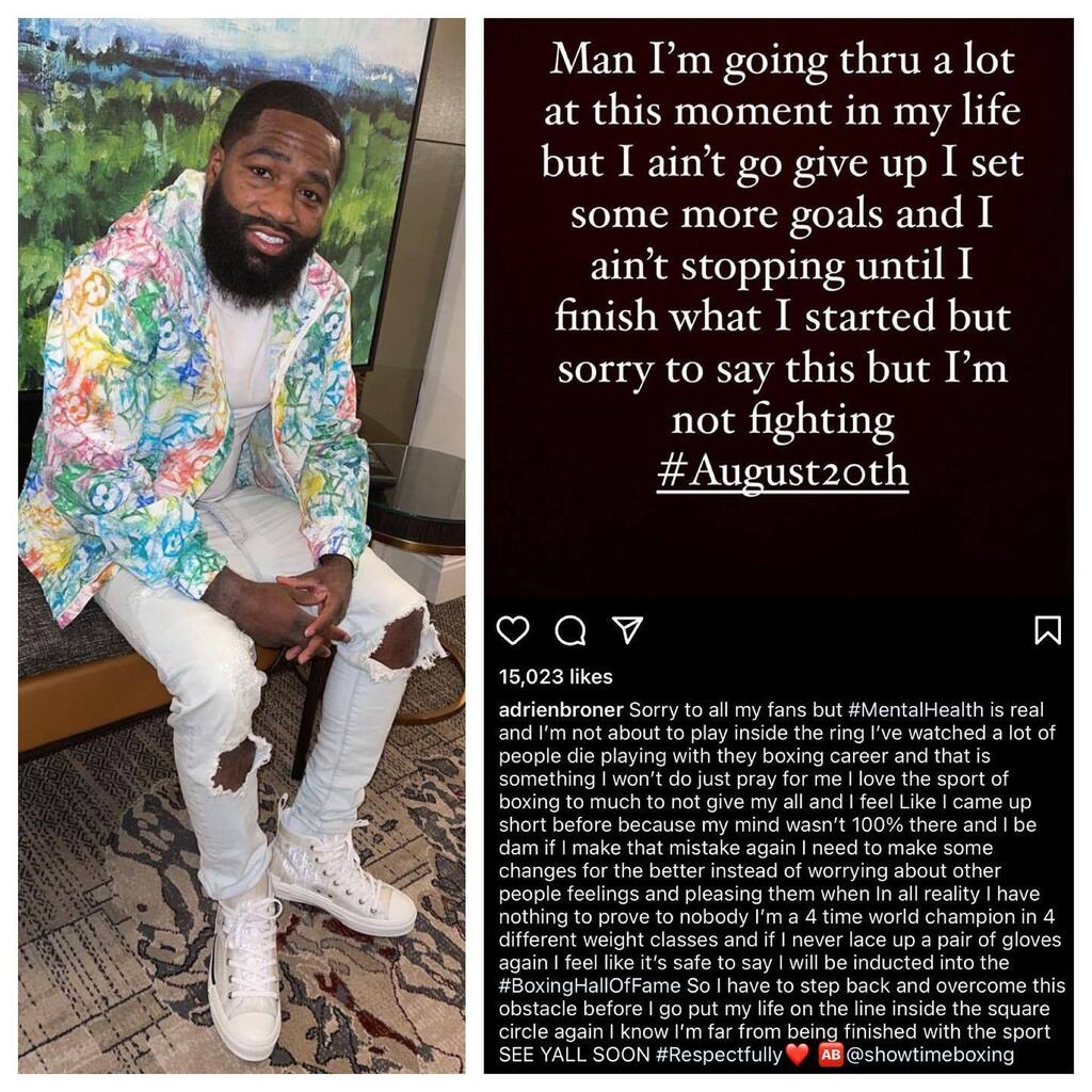 TheYBF's tweet photo. Boxer #AdrienBronner says he’s pulling out of his upcoming fight because he’s going through a lot at the moment and needs to deal with his mental health. #YBFSports https://t.co/qDXWZS1Xdo https://t.co/1q1DUQbWIm