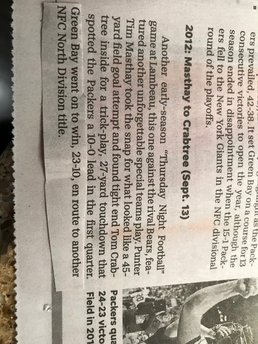 Tim Masthay (@timmasthay) on Twitter photo The legend is alive and well <a href="/itsCrab/">Tom Crabtree</a>. Todays paper highlighting famous <a href="/packers/">Green Bay Packers</a> plays sent courtesy of <a href="/KohlsKicking/">Kohl's Kicking Camps</a> The legend is alive and well <a href="/itsCrab/">Tom Crabtree</a>. Todays paper highlighting famous <a href="/packers/">Green Bay Packers</a> plays sent courtesy of <a href="/KohlsKicking/">Kohl's Kicking Camps</a>